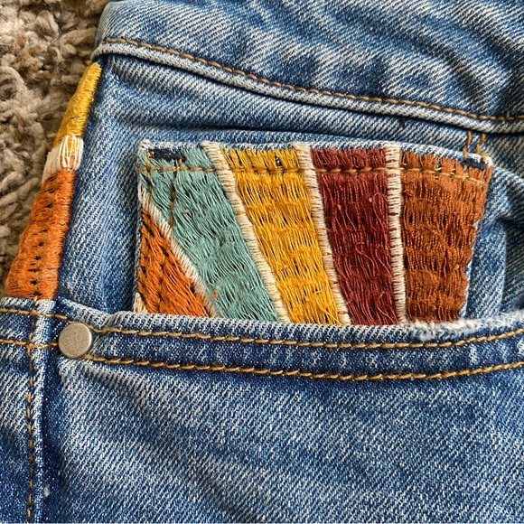 DRIFTWOOD Blue Flare Jeans with Multicolor Sunburst Waist - Picture 10 of 15